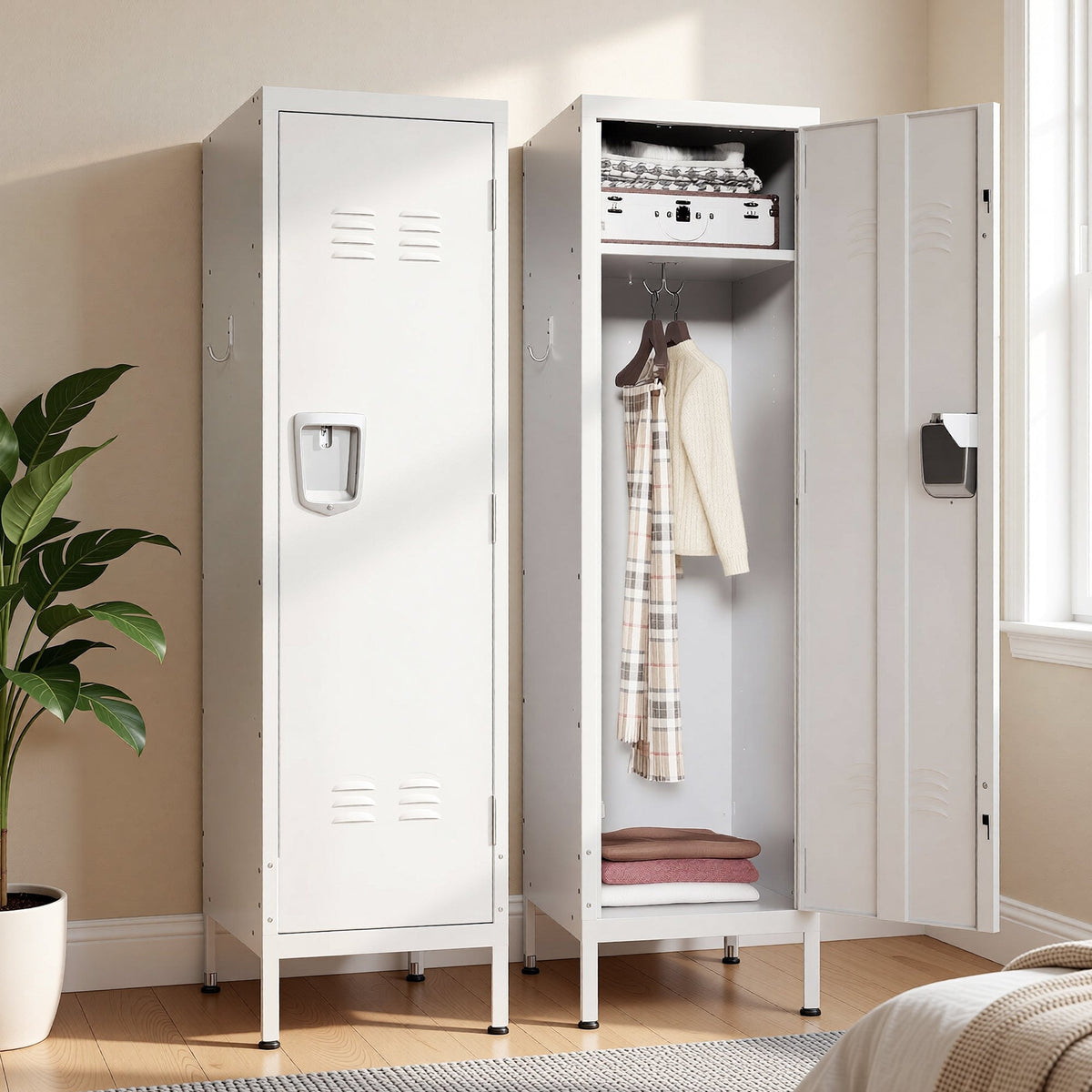 55" Tall Metal Wardrobe Cabinet