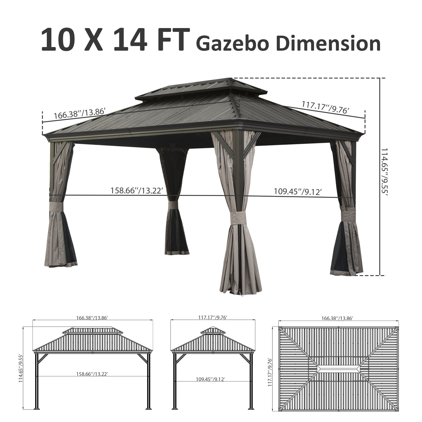 10' X 14' Hardtop Gazebo – Premium Outdoor Shelter