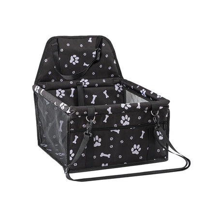 Pet Car Seat, Breathable Foldable Cat Dog Car Booster Seat With Safety Leash & Mesh Window, Waterproof Oxford Cloth Vehicle Travel Basket For Small Medium Dogs & Cats
