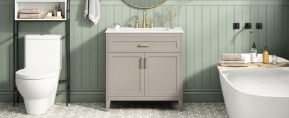 30" Bathroom Vanity with Ceramic Sink Top