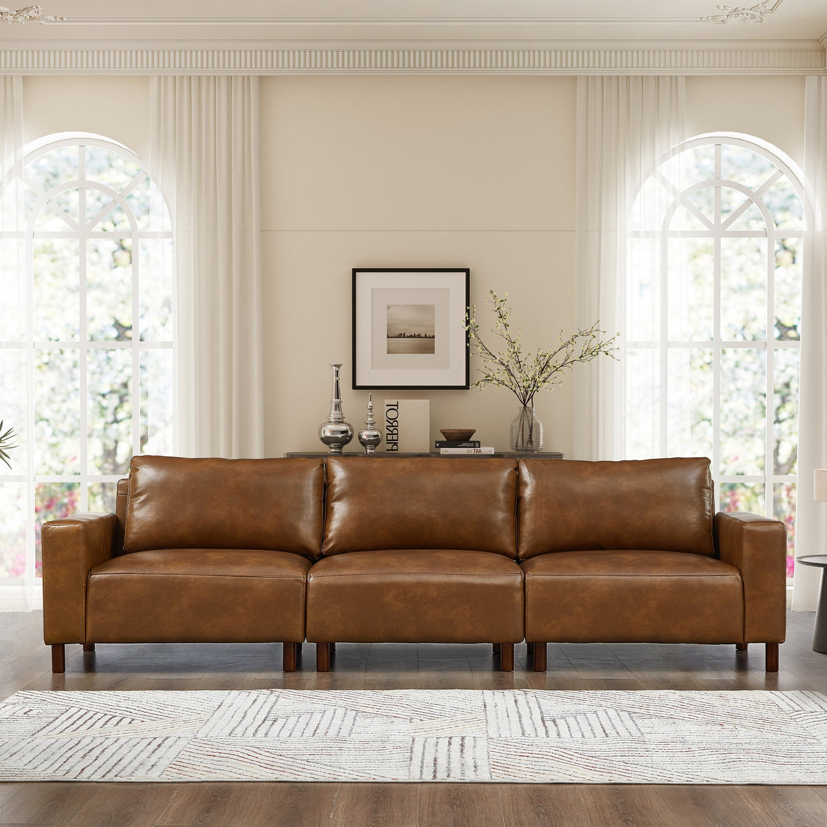 112" Luxury PU Leather Sofa