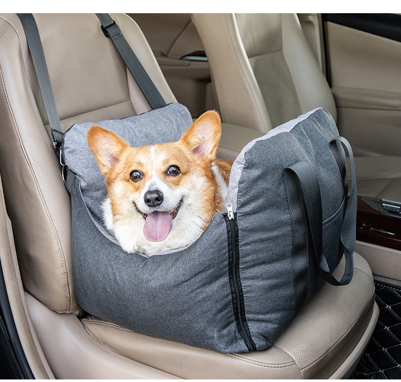 Dog Car Seat Portable Travel Pet Car Bed Safety Carrier Anti Escape Dog Booster Seat For Small Medium Dogs Cats Washable Soft Pet Car Seat With Storage Pocket & Safety Leash