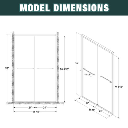 Aluminum Frame Double Sliding Shower Door