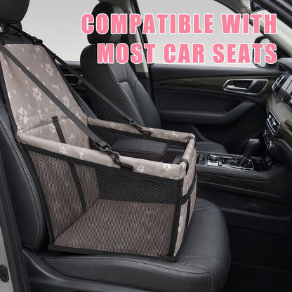 Pet Car Seat, Breathable Foldable Cat Dog Car Booster Seat With Safety Leash & Mesh Window, Waterproof Oxford Cloth Vehicle Travel Basket For Small Medium Dogs & Cats