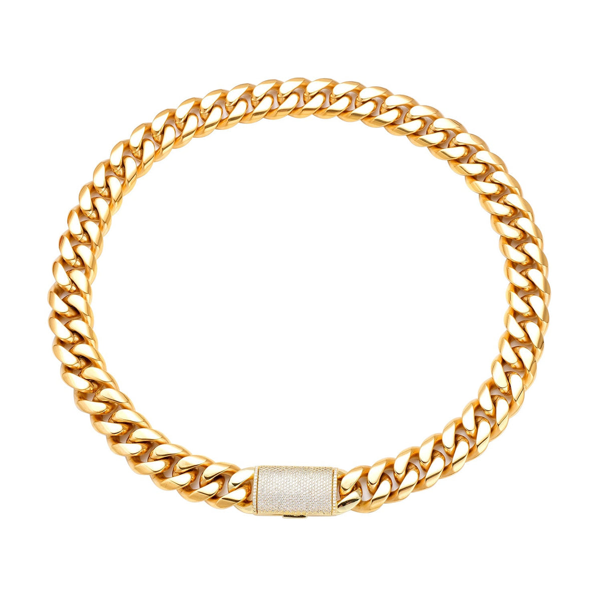 Stainless Steel European And American Hip-Hop Necklace With Zircon Clasp
