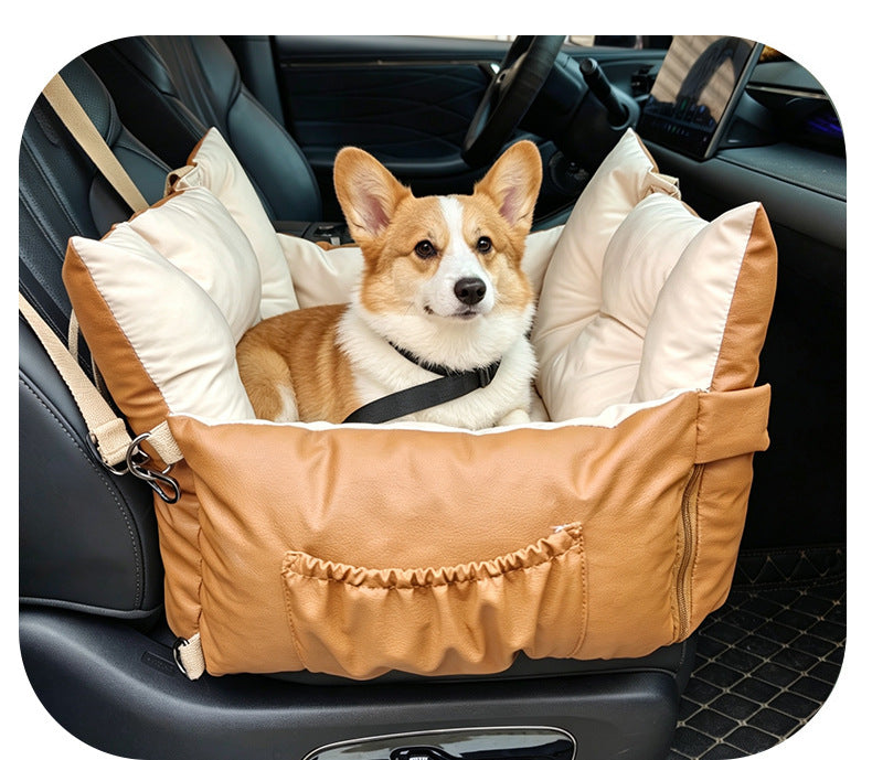 Waterproof Dog Car Seat Bed 2 In 1 Convertible Pet Travel Carrier Safety Booster Seat With Storage Pocket Washable Anti Slip Puppy Car Bed For Small Medium Dogs Reversible 2 Sided Design
