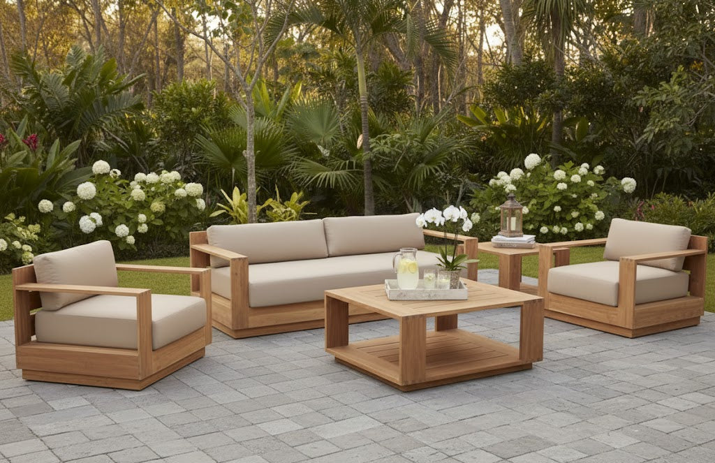 Imperial Grove Outdoor Solid Teak Wood Sofa Set