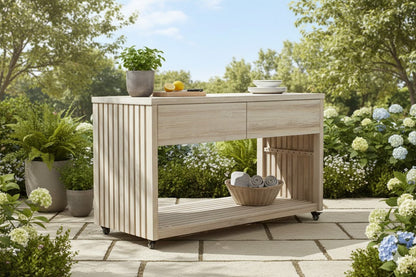 Imperial Grove Outdoor Solid Teak Wood, Natural Look Kitchen Island