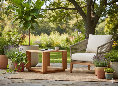 Imperial Grove Solid Teak Wood Outdoor End Table Stylish