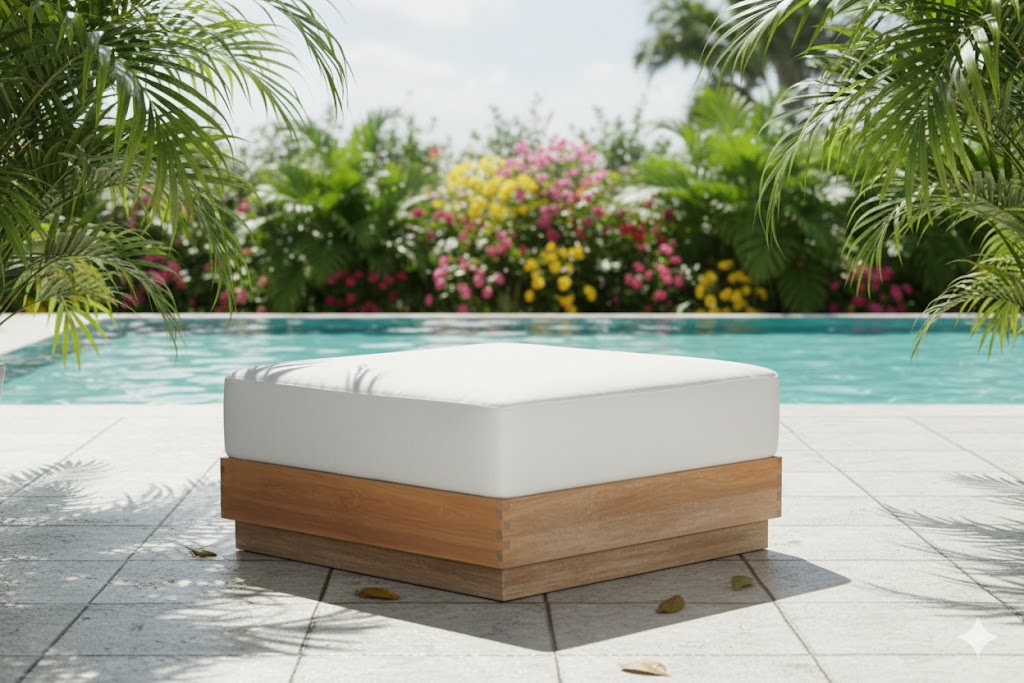 Imperial Grove Outdoor Solid Teak Wood Ottoman
