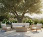 Cypress Teak Wood Sofa Set with Beige Rope Design – Modern Outdoor Lounge