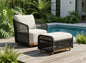 Alpine Teak Wood Outdoor Arm Chair with Black Rope Design