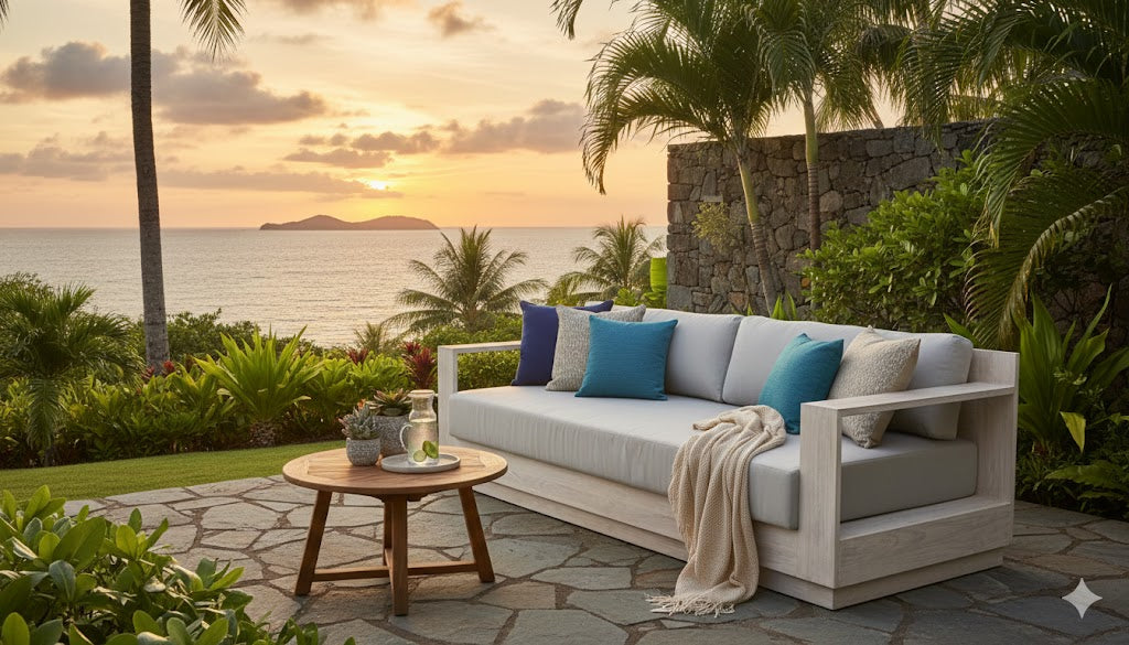 Imperial Grove Outdoor Solid Teak Wood, Natural Look Sofa - 84"