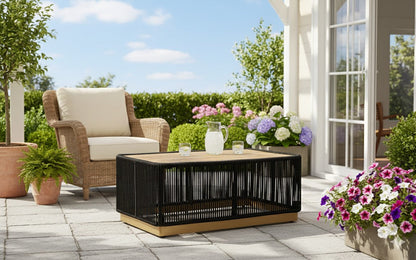 Alpine Teak outdoor collection Black Rope Coffee table