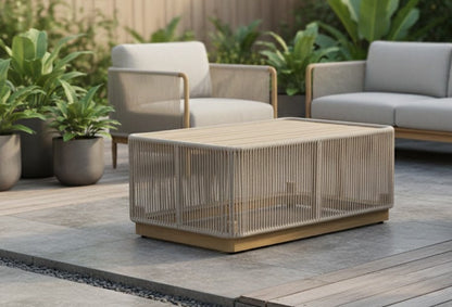 Alpine Teak outdoor collection Beige Rope Coffee table