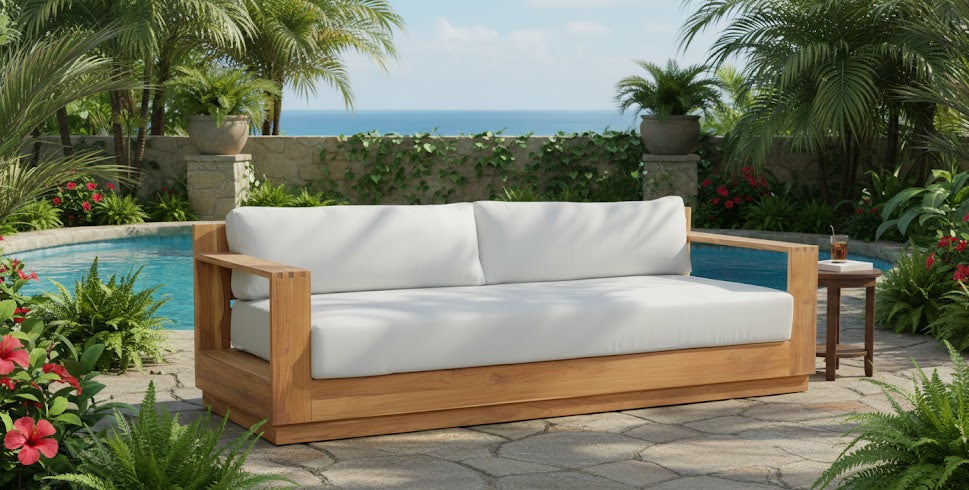 Imperial Grove Outdoor Solid Teak Wood Sofa - 84"